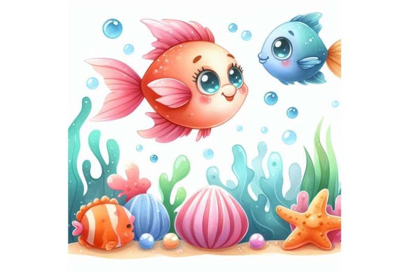 cute-fish-watercolor-vector