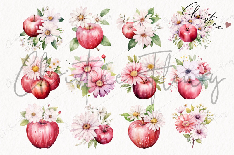watercolor-apples-amp-flowers-clipart