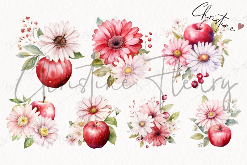 watercolor-apples-amp-flowers-clipart