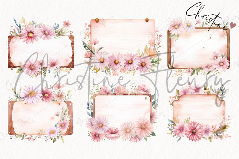 pink-floral-wood-signs-clipart