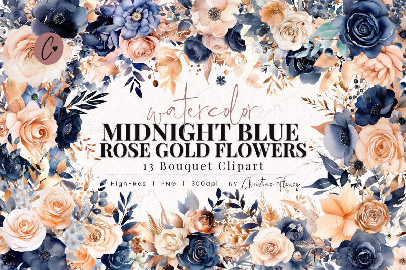 midnight-blue-amp-rose-gold-flower-clipart