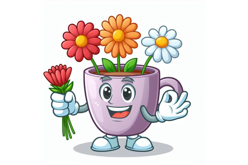 cartoon-character-cup-with-flower