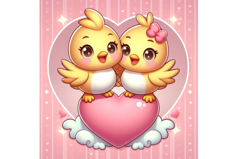 two-cute-bird-lovers-on-pink-hearts