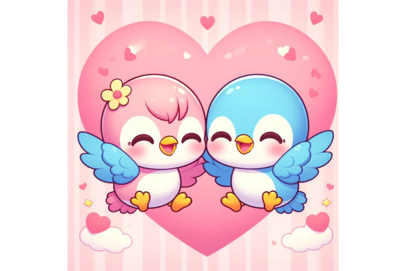 two-cute-bird-lovers-on-pink-hearts