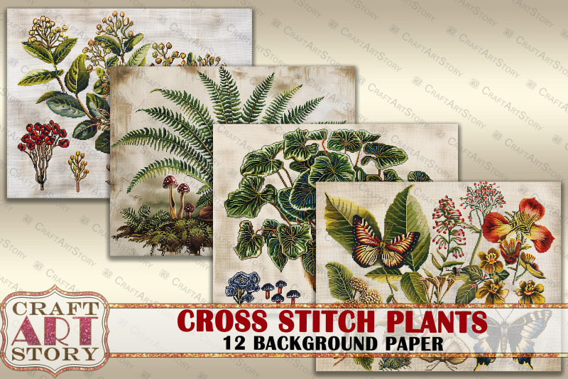 cross-stitch-botany-plants-background-paper-fabric