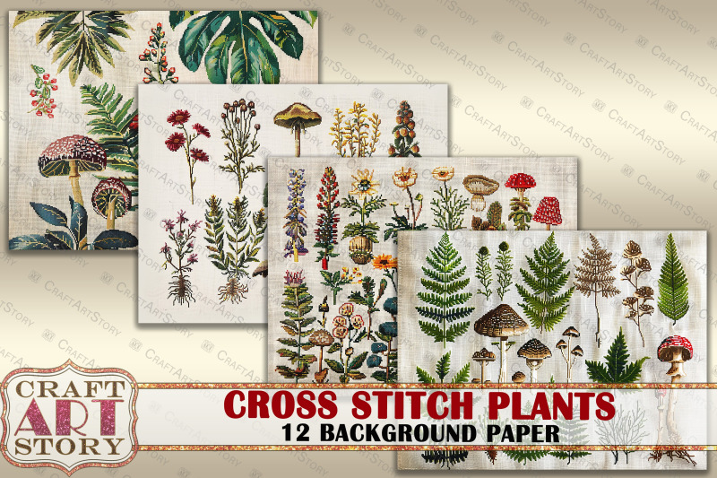 cross-stitch-botany-plants-background-paper-fabric