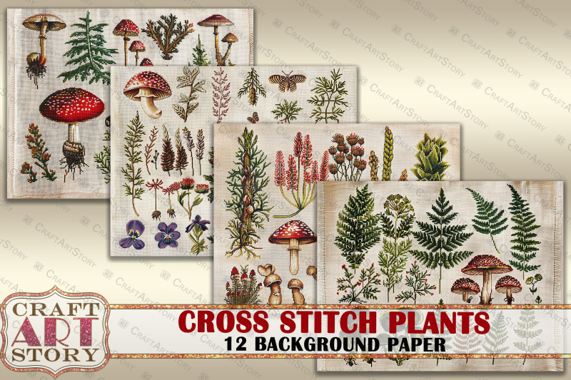 cross-stitch-botany-plants-background-paper-fabric