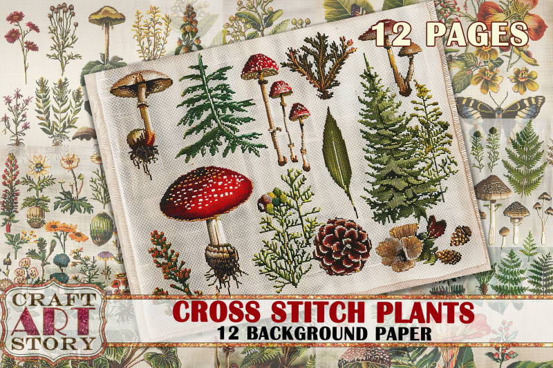 cross-stitch-botany-plants-background-paper-fabric