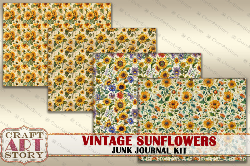 vintage-sunflowers-junk-journal-kit-scrapbook-printables