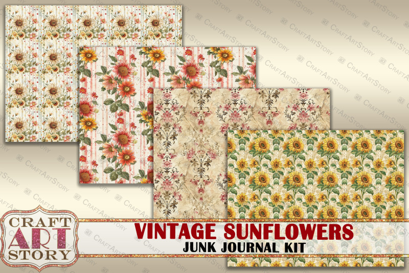 vintage-sunflowers-junk-journal-kit-scrapbook-printables