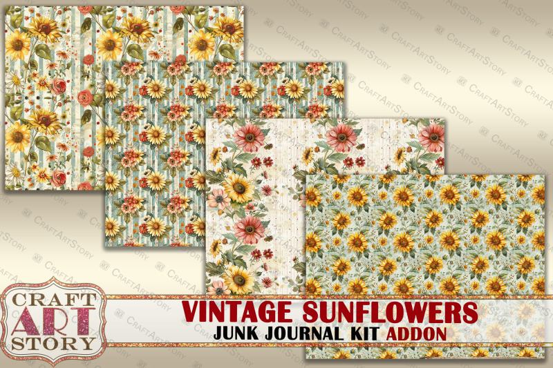 vintage-sunflowers-junk-journal-kit-addon-scrapbook