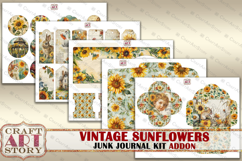 vintage-sunflowers-junk-journal-kit-addon-scrapbook