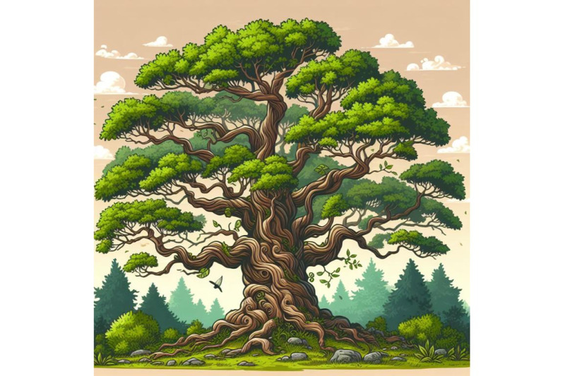 vector-oak-tree-vector-illustration-of-old