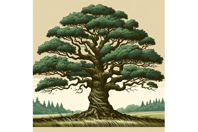 vector-oak-tree-vector-illustration-of-old