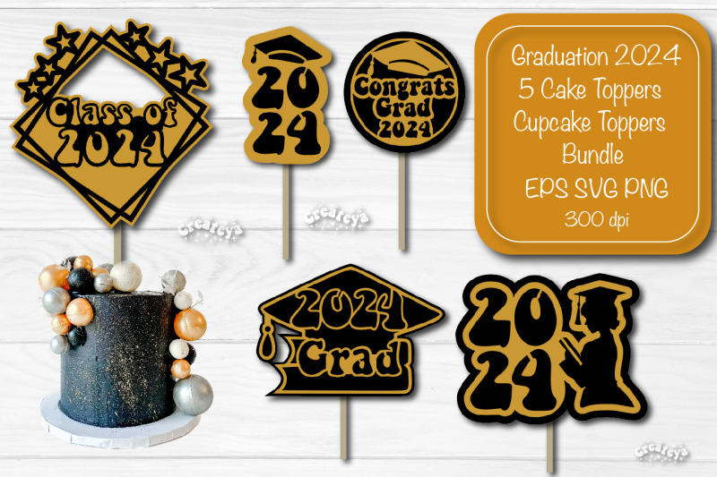 graduation-2024-cake-topper-bundle-cupcake-topper-congrats-graduation