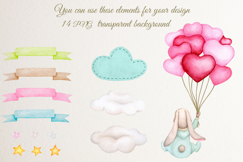 cute-baby-bunny-with-air-balloons-watercolor-set-png