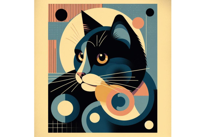 contemporary-beautiful-cat-design-art-print-minimal-portrait-abstract