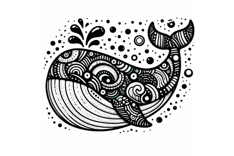 huge-whale-with-contrast-circles-doodle-art