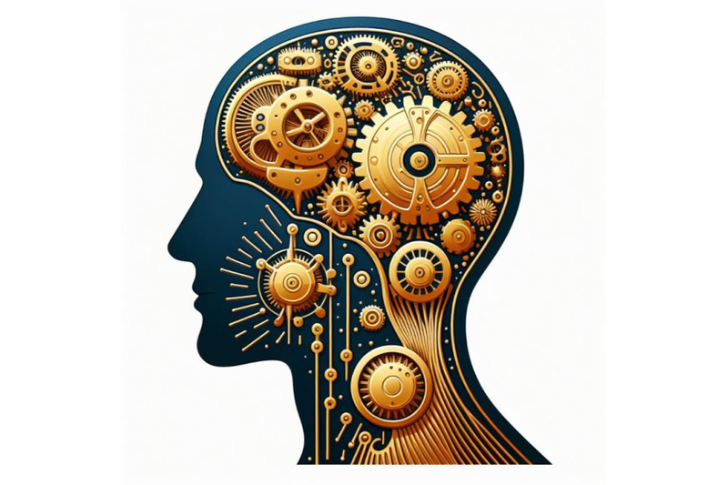 intelligence-healthy-mind-creativity-concept-golden-clockwork-mecha