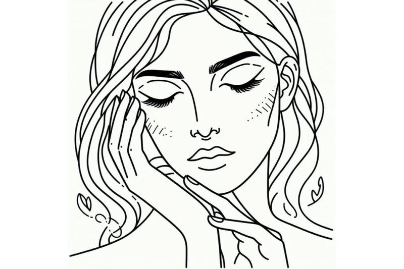 line-drawing-art-woman-face-with-hand