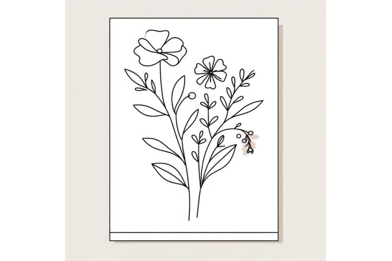 minimal-card-floral-art-design-with-one-line-drawing-ink-flower