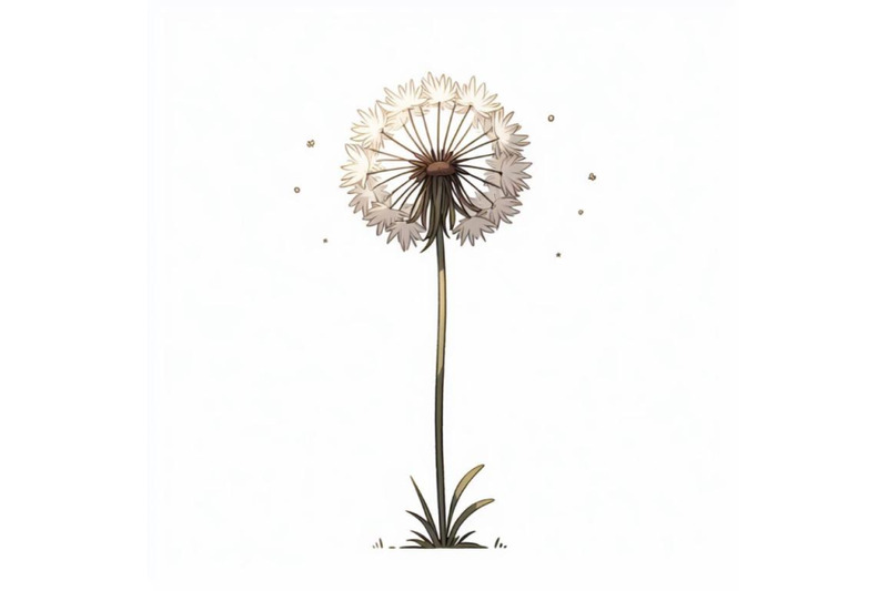minimal-retouching-dandelion-flower-on-white-background