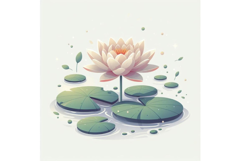 minimal-retouching-water-lily-flower-on-white-background