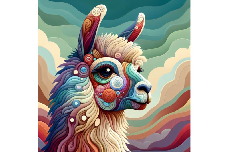 unique-abstract-digital-art-painting-of-llama-portrait