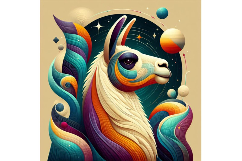 unique-abstract-digital-art-painting-of-llama-portrait