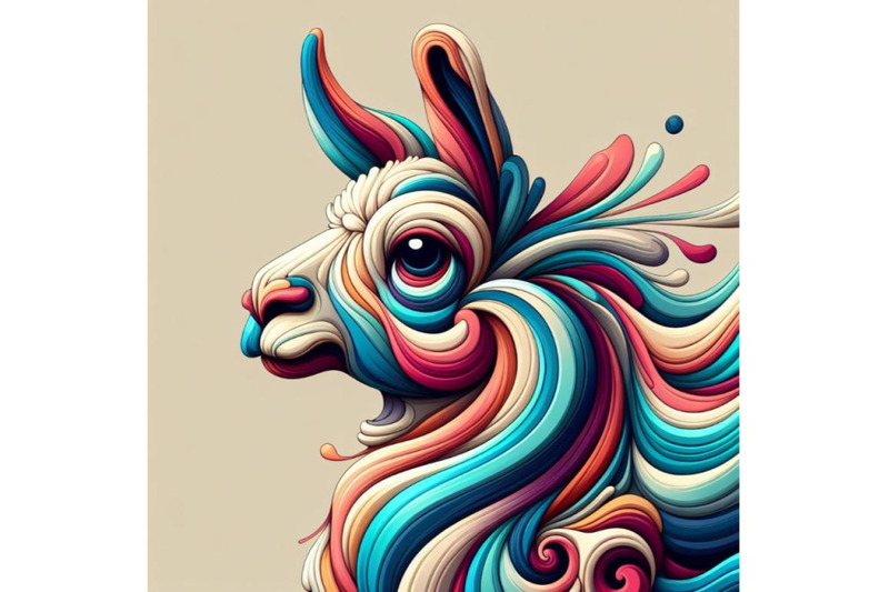 unique-abstract-digital-art-painting-of-llama-portrait