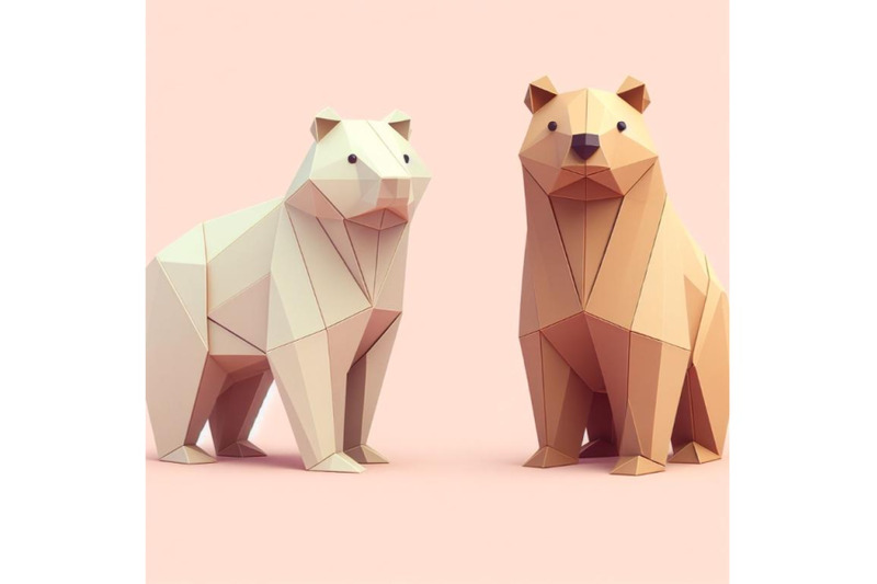 minimalist-origami-bear-playful-and-curious-high-polygonal-sculpture