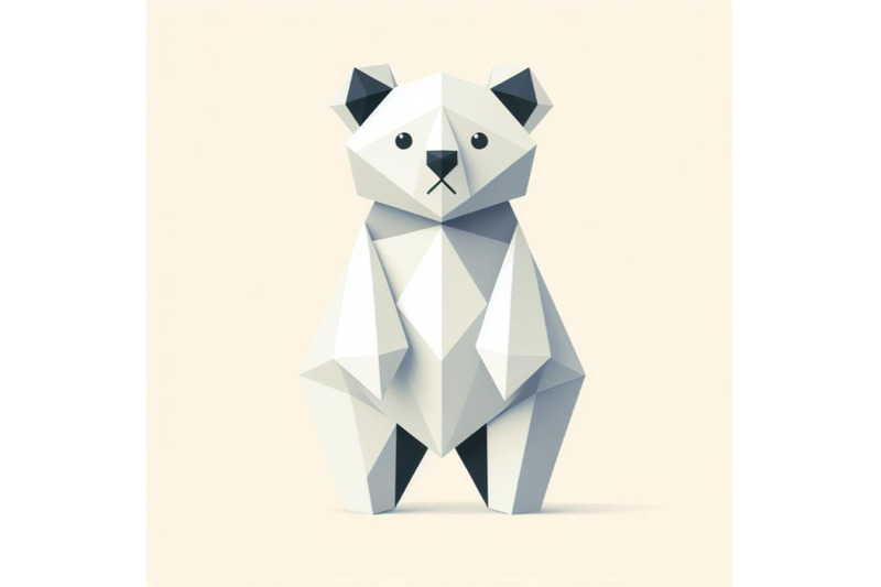 minimalist-origami-bear-playful-and-curious-high-polygonal-sculpture