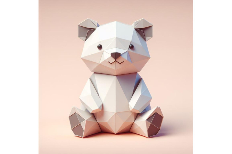 minimalist-origami-bear-playful-and-curious-high-polygonal-sculpture