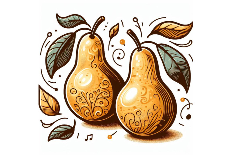 two-pears-hand-drawn-in-abstract-style-on-a-white-background