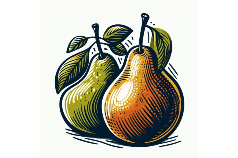 two-pears-hand-drawn-in-abstract-style-on-a-white-background
