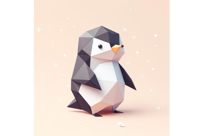 minimalist-origami-penguin-playful-and-curious-high-polygonal-sculptur