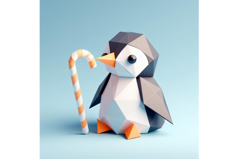 minimalist-origami-penguin-playful-and-curious-high-polygonal-sculptur