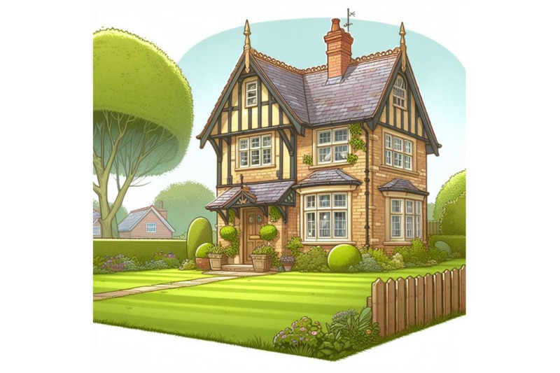 traditional-english-house-on-an-green-lawn