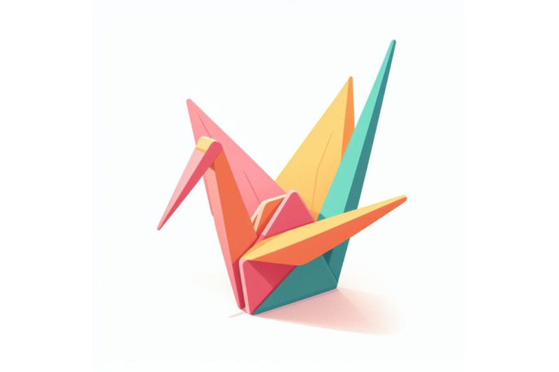 minimalist-origami-crane-made-of-colourful-clay-on-white-background