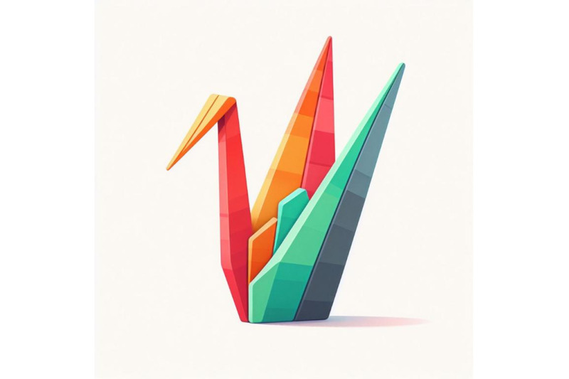 minimalist-origami-crane-made-of-colourful-clay-on-white-background