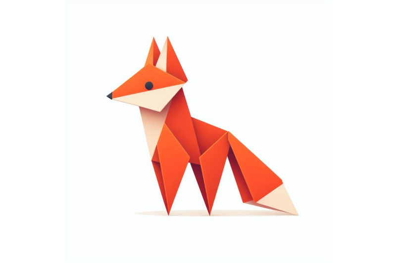 minimalistic-minimalist-origami-fox-on-white-background
