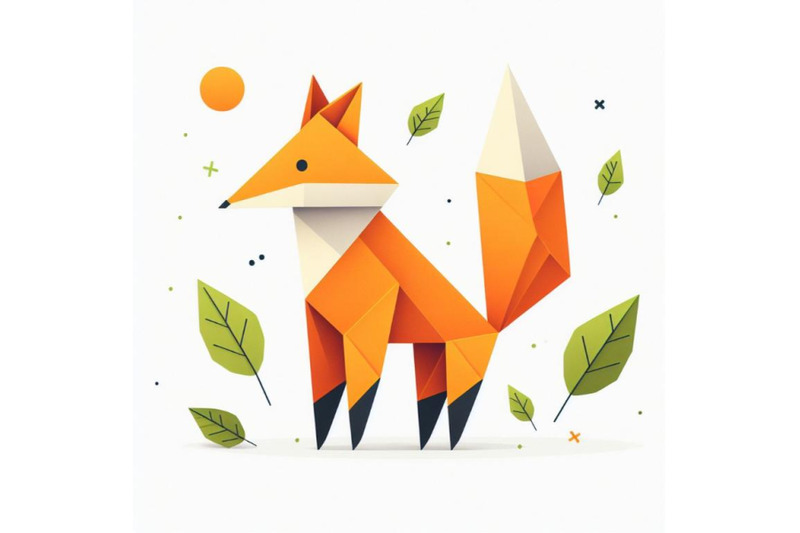 minimalistic-minimalist-origami-fox-on-white-background