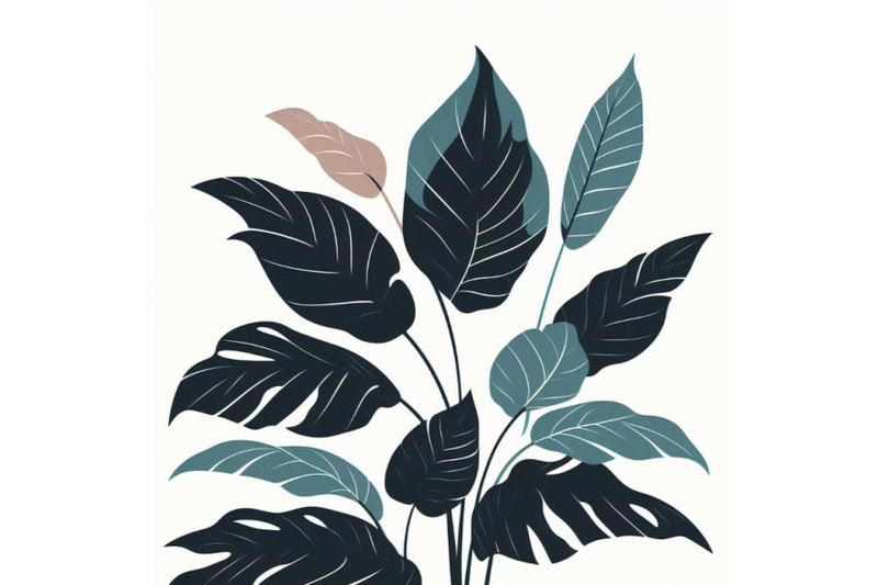 tropical-ficus-leaves-in-a-minimalist-trendy-style-silhouette-of-a-pl