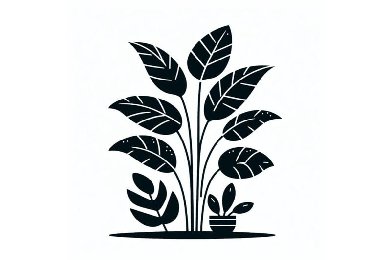 tropical-ficus-leaves-in-a-minimalist-trendy-style-silhouette-of-a-pl