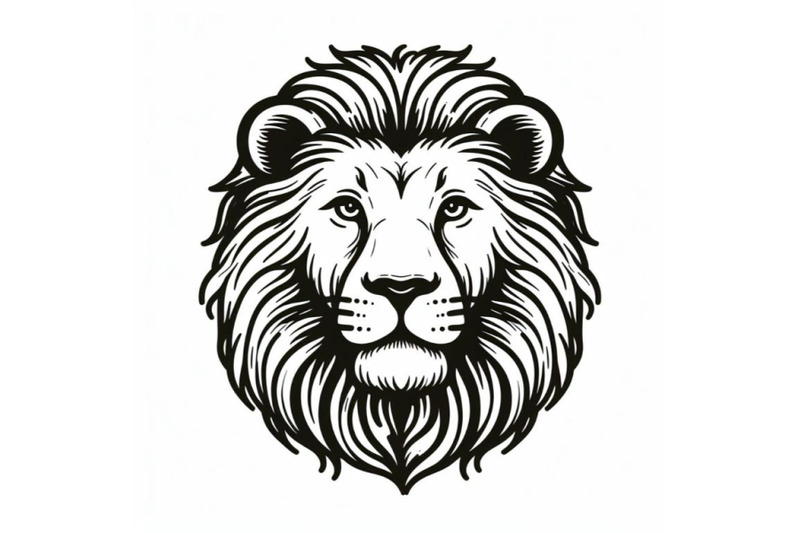 monochrome-line-drawing-lion-cat-animal-portrait-minimal