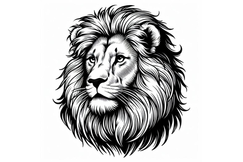 monochrome-line-drawing-lion-cat-animal-portrait-minimal