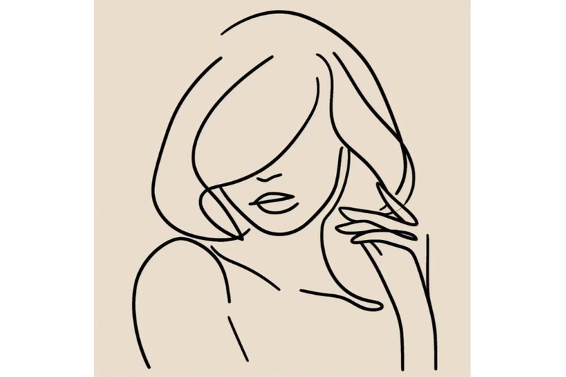 simple-hand-drawn-trendy-line-silhouette-woman-modern-minimalism-art