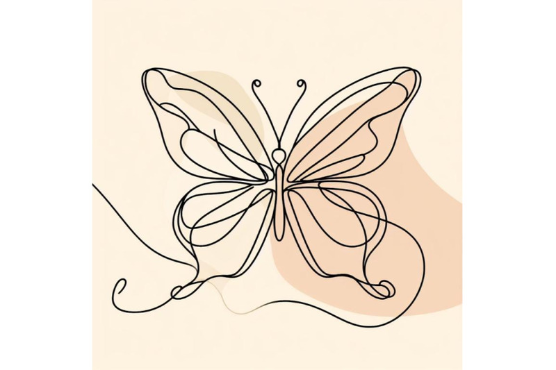 simple-butterfly-one-line-drawing-on-minimal-cubism-shapes-background