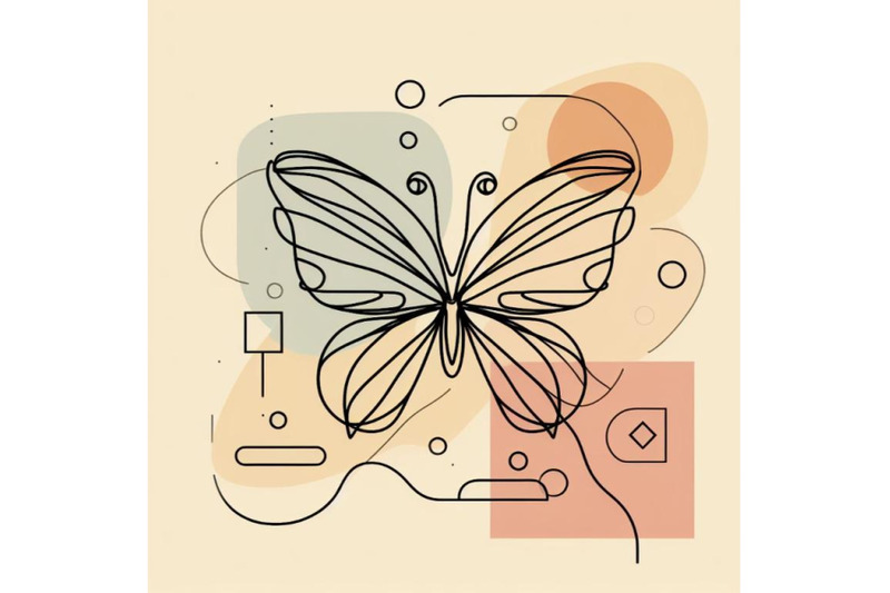 simple-butterfly-one-line-drawing-on-minimal-cubism-shapes-background