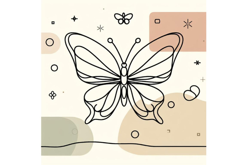 simple-butterfly-one-line-drawing-on-minimal-cubism-shapes-background